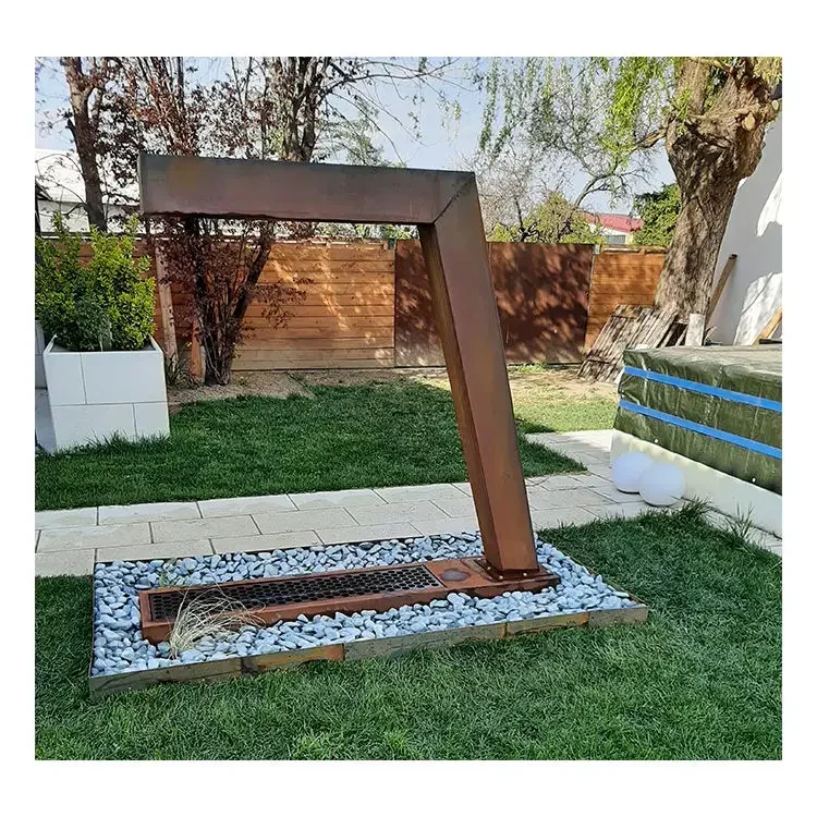 garden ornaments water  landscaping rusty color door shape curtain rain water  features  outdoor corten steel  water fountains