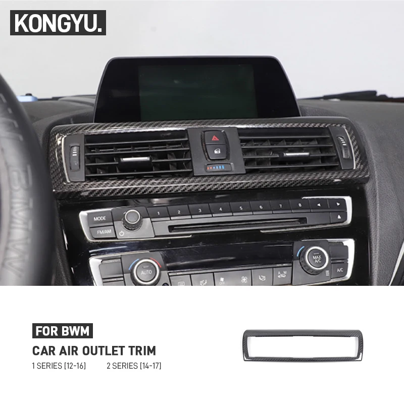 For BMW 1 2 Series F20 F21 F22 F23 Real Carbon Fiber Car Central Control Air Vent Outlet Frame Trim Cover Decoration Accessories