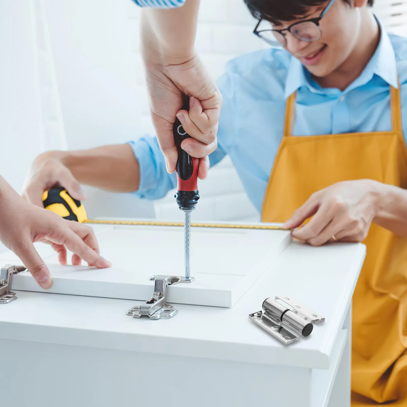 

2 шт. усиленных скрытых дверных петель из нержавеющей стали - бесшумные складные петли для перегородок в ванной комнате