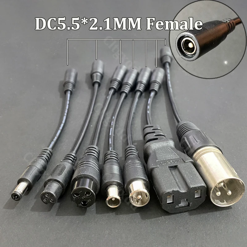 DC-Adapter-Konverterstecker 5,5mm*2,1mm Buchse auf XLR 3-polig 5,5*2,5mm 8,0*1,6mm RCA M12 M16 C13 Stecker Geeignet für Roller – Detail 1