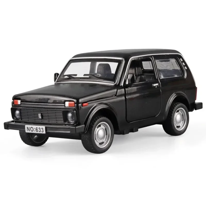 1:32 Lada Jeep Gegoten Elektronische Legering Speelgoed Voor Kinderen Vintage Simulatie Alertigen Knipperende Suv Sport