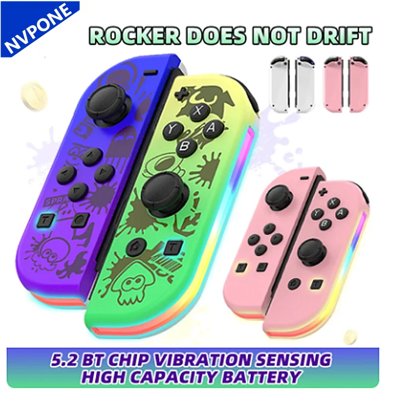 BT 5.2 Switch Joy Controller L/R RGB LED Joypad with Dual Vibration 6-Axis Gamepad For Nintend Switch/Oled/Lite Yuzu Joystick