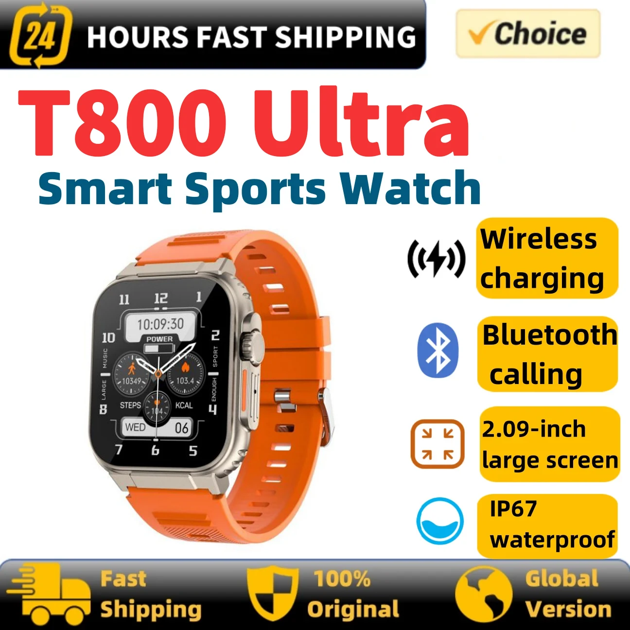 2024 Smart Watch T800 Ultra Party Gift NFC Bluetooth Call Heart Rate Waterproof 2.2 Inch Wireless Fitness Watch Sport Watch