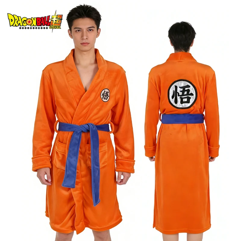 Dragon Ball Sun Wukong, ropa para el hogar de otoño e invierno para hombres y mujeres, albornoz de franela con animación de dibujos animados, pijamas cálidos