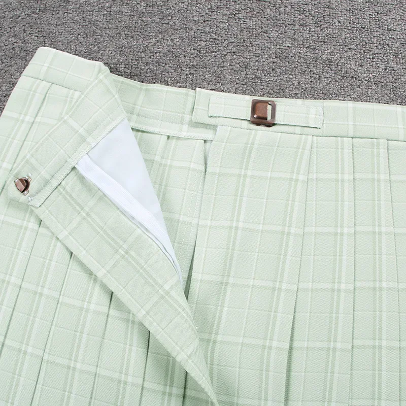 School Dresses Japanese Girl Grass Green Plaid Pleated Skirts School Skirt Uniform Cosplay Sailor Suit High School Fruit Green