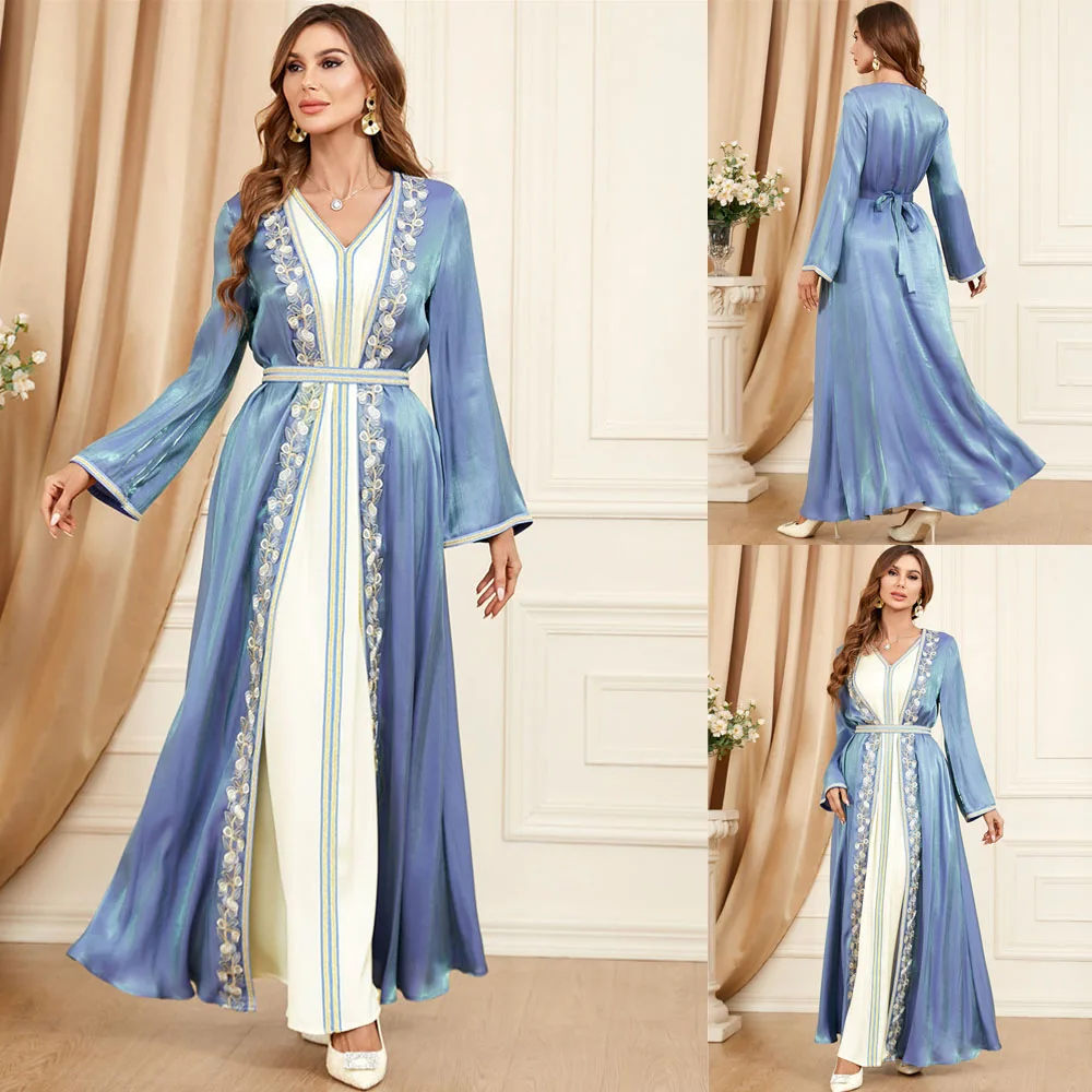 

Morocco Party Dress Women Abaya 2 Piece Set Turkey Dubai Muslim Dress Kaftans Evening Long Dresses Robe Eid Vestidos Abayas Robe