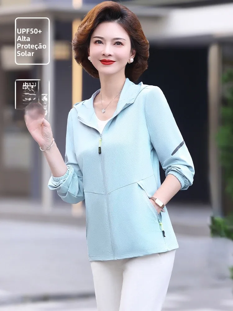 sun-protection-ice-silk-outerwear-coat-loose-fit-hooded-women's-faionable-summer-clothing-for-middle-aged-and-ly-mothers