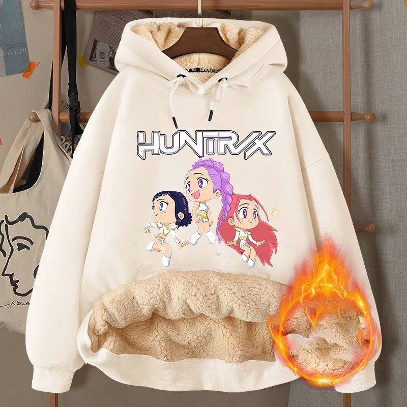 

K-Pop Demon Hunterss Adult Pullover Hoodies Women's Fashion Casual Versatile Sweatshirt Winter Lamb Wool Warm Thick Clothes Tops