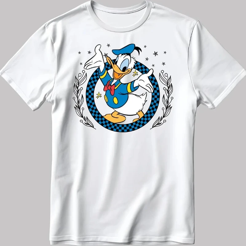 

Мужская футболка из чистого хлопка с короткими рукавами Disney Donald Duck, новая летняя повседневная модная мужская и женская уличная одежда для пар