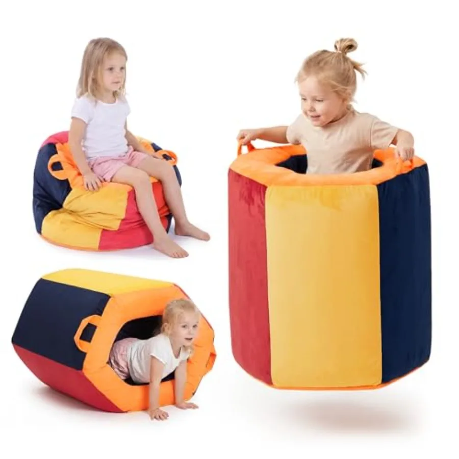 

Sensory Bean Bag Chair for 3-in-1 Rainbow Sensory Tunnel Bean Bag Soft Sensory Chair for Autism ADHD Sensory Seat for Crawling