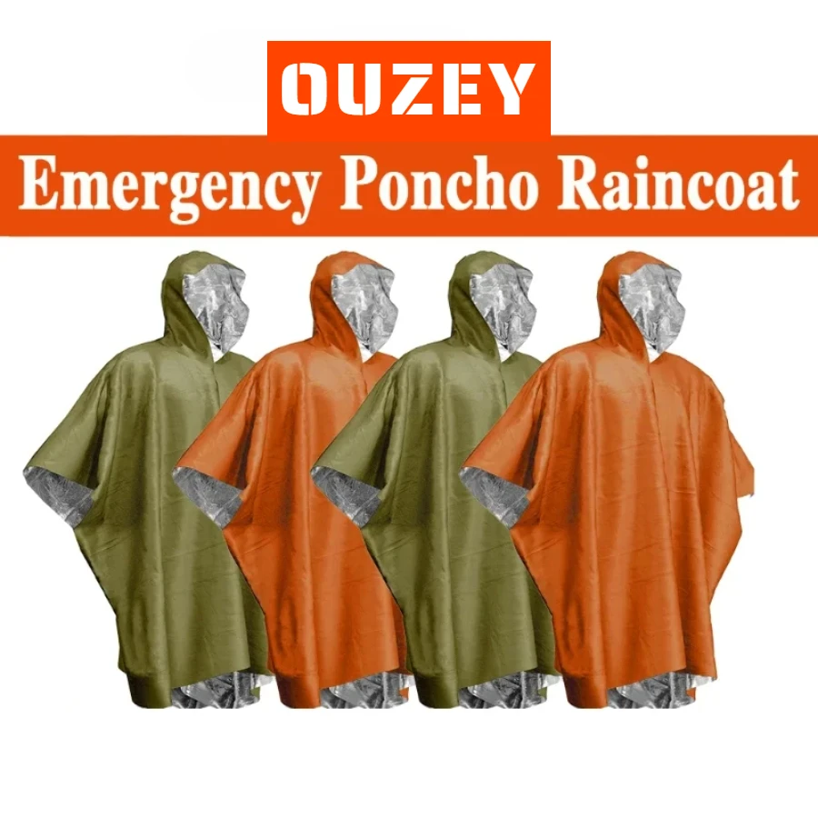 

3 In 1 Outdoor Military Raincoat Hooded Sleeve Waterproof Rain Poncho Motorcycle Rain Cover Camping Hiking Travel Rainwear Tent