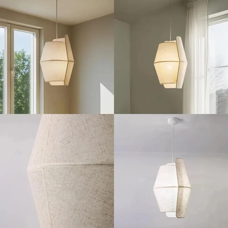 

2025Japanese Style Fabric Pendant Light for Dining Room Bar Counter Study Coffee House Decor Hanging Wire Type Pendant Lamp