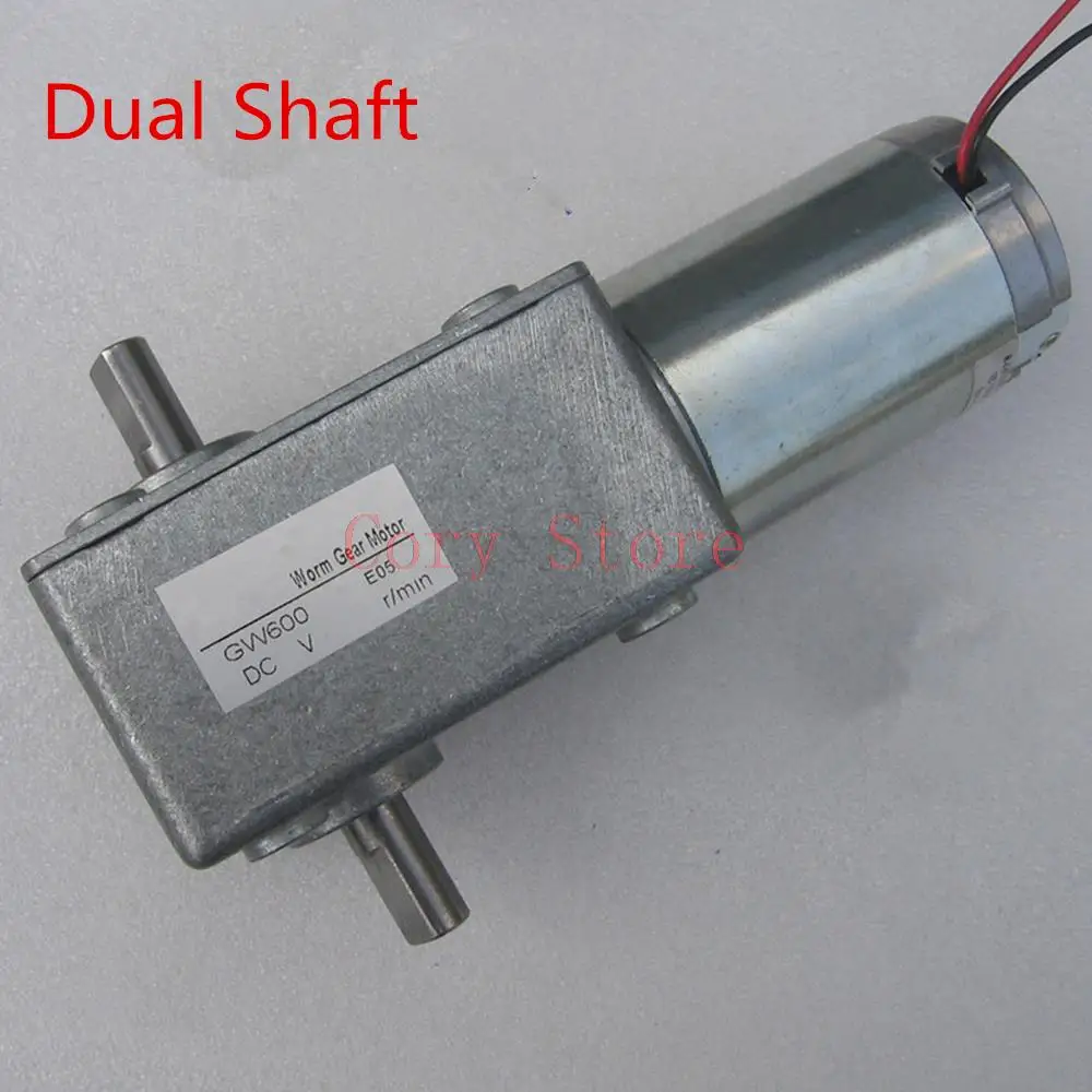 1Pc Dual Shafts High Torque Reversible Worm Gear Motor Speed Reducer 12V 24V 5rpm-100rpm