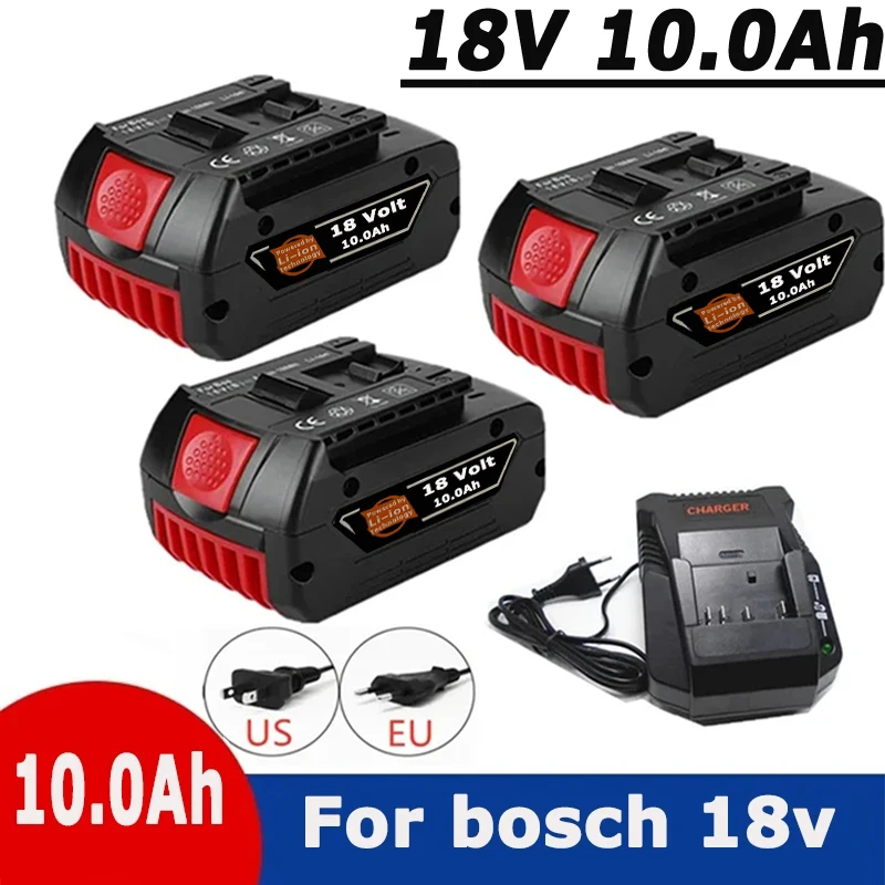 

18V 10.0A Rechargeable Li-ion Battery For Bosch 18V Power tool Backup 10000mah Portable Replacement BAT609 Indicator light