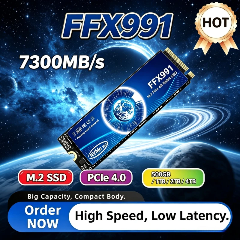 FFX991 M.2 SSD Hard Disk, 500GB 1TB 2TB 4TB, 7300MB/s NVMe M2 SSD, PCIe 4.0 For Laptop Desktop PC, Internal Solid State Drive.