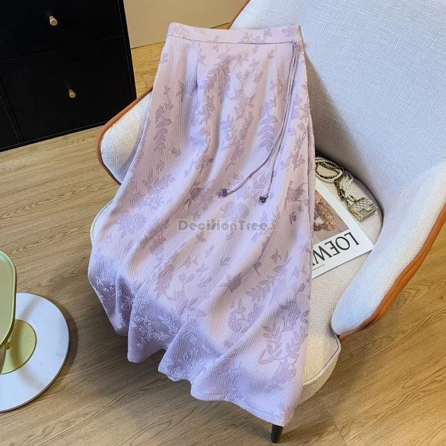 

2025 new chinese improved style retro jacquard skirt for women high-waisted loose daily cheongsam button mid-length half skirt