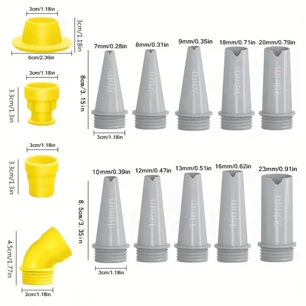 Multi-use Gear 15PCS V-Shaped Caulking Nozzle Kit, Multi-Function Detachable Caulk Tips for Window Door Structural Sealant Appli