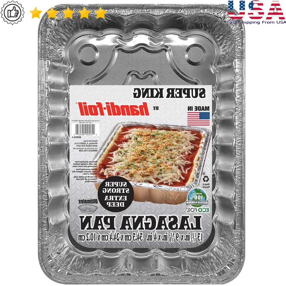الألومنيوم العملاق Lasagna عموم المتاح صينية خبز ذات حواف عميقة Lasagna المعكرونة طاجن الخضروات الأطراف تنظيف صديقة للبيئة