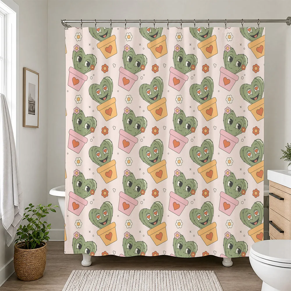 Cute Chameleon Shower Curtain Bathroom Decor Tropical Jungle Lizard Print Waterproof Novelty Home Accent Gift Curtain