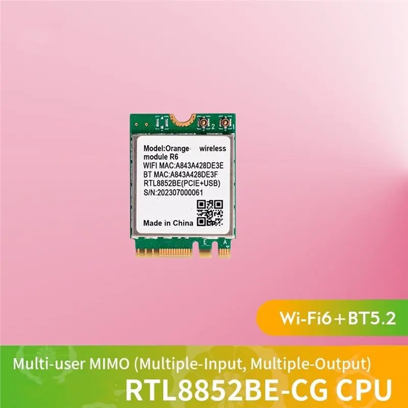 2026 New For Opi 5 Plus Board For Orange Pi R6 Wifi Module 2.4G/5G Dual Band Wi-Fi6+ BT5.2 Wireless Module With PCIE M. 2 E-Key