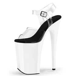 Crossdresser Gladiator Pumps Women Ankle Strap Shoes Sexy 23cm Ultra High Thin Heels Platform PVC Clear Sandals Sandalias Mujer