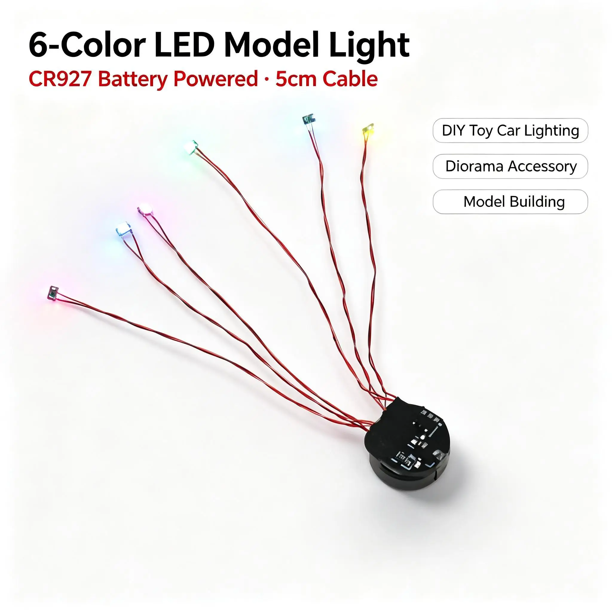 DYKB Magnetron 6-colors Led Lamp Light Model With 5cm Cable W Battery CR927 For Diy Toy Car Lighting Diorama Materials Accessory