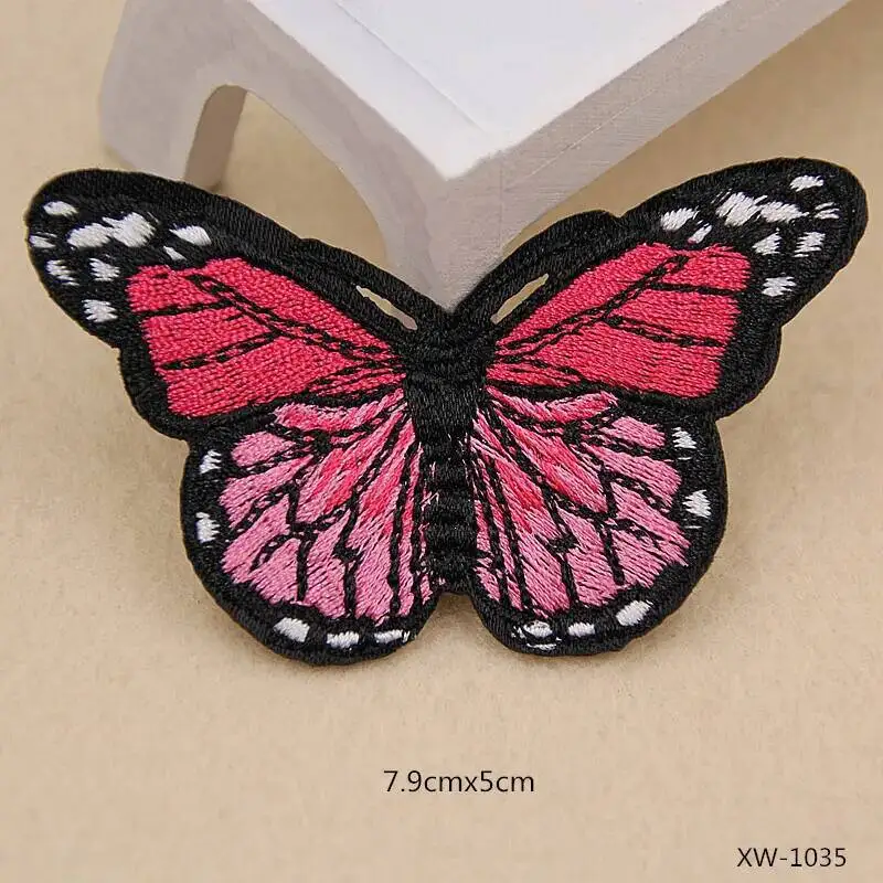 PGY High quality Iron On Patches For Clothing Multicolor Butterfly Embroidery Patch DIY Appliques Badge Stickers For Clothes