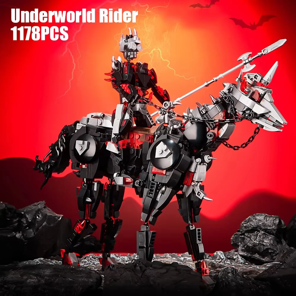 

1178PCS technology knight horse war weapon battle horse model building blocks toys children's adult gifts.
