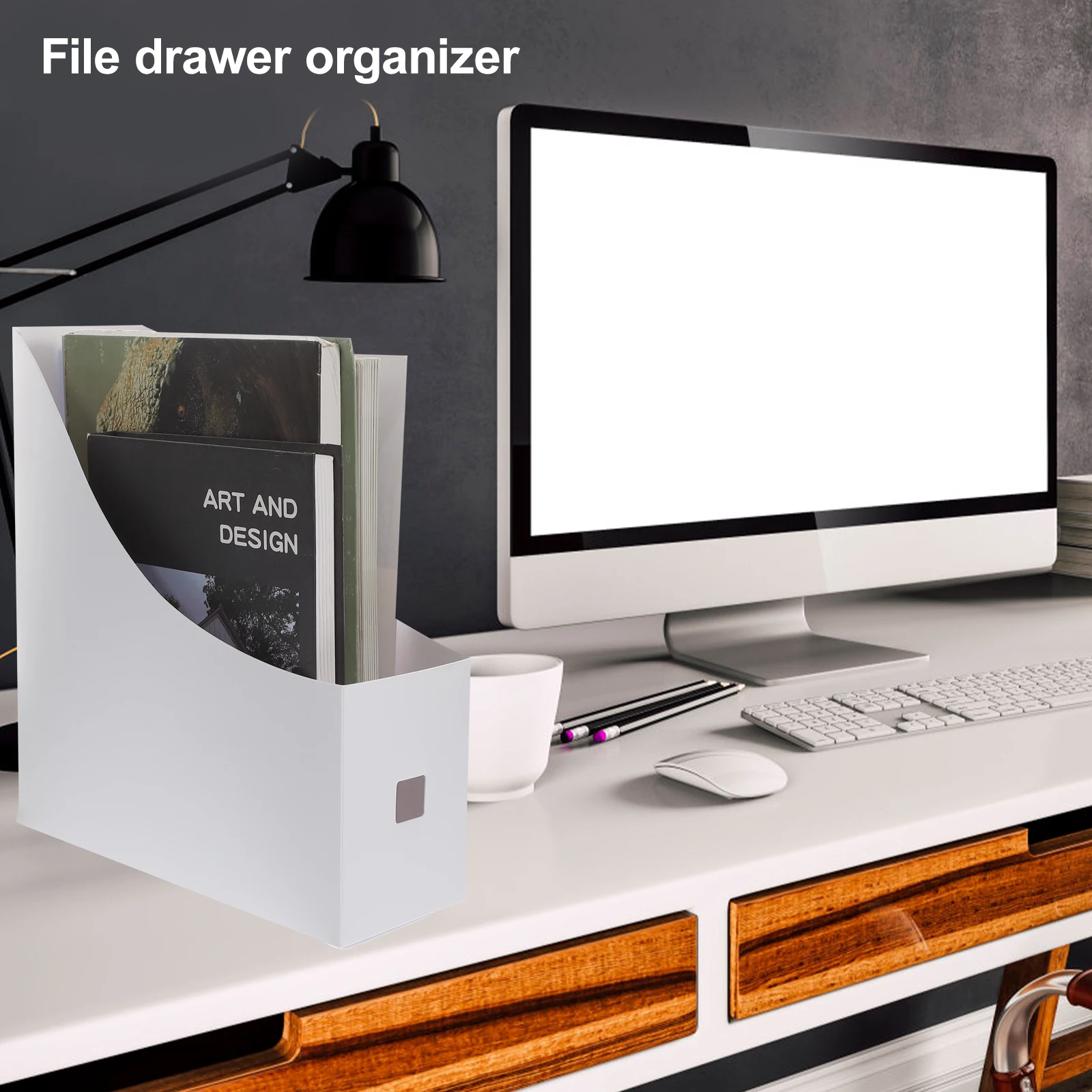 

2pcs Desktop File Rack Storage Box PP Material Heavy Duty Document Folder Holder Vertical Magazine Organizer for Home Office Use