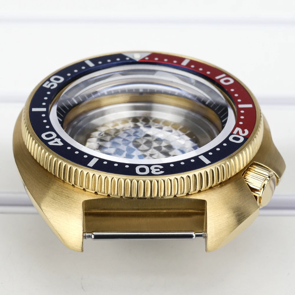 Gold PVD Taucheruhrengehäuse 44mm AR Saphirglas 4.1 Uhr für 6105 Turtle Abalone Stil Uhrenteile Zubehör NH35 NH36 Uhrwerk – Detail 9