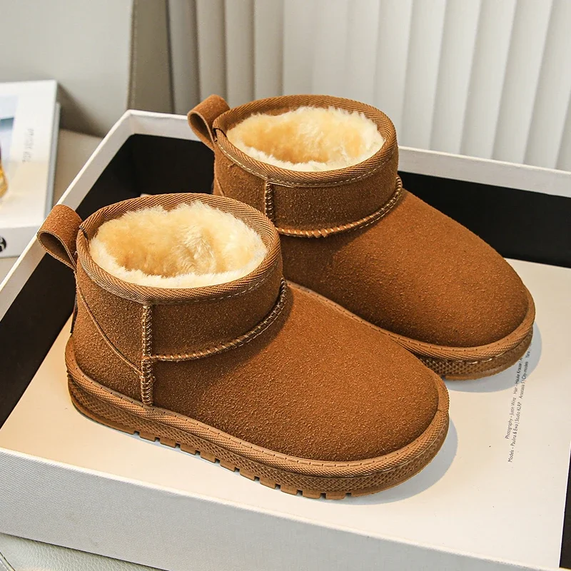 Children's classic 26-37 size snow boots 2024 winter new velvet thickened anti-slip soft bottom waterproof boys' cotton 