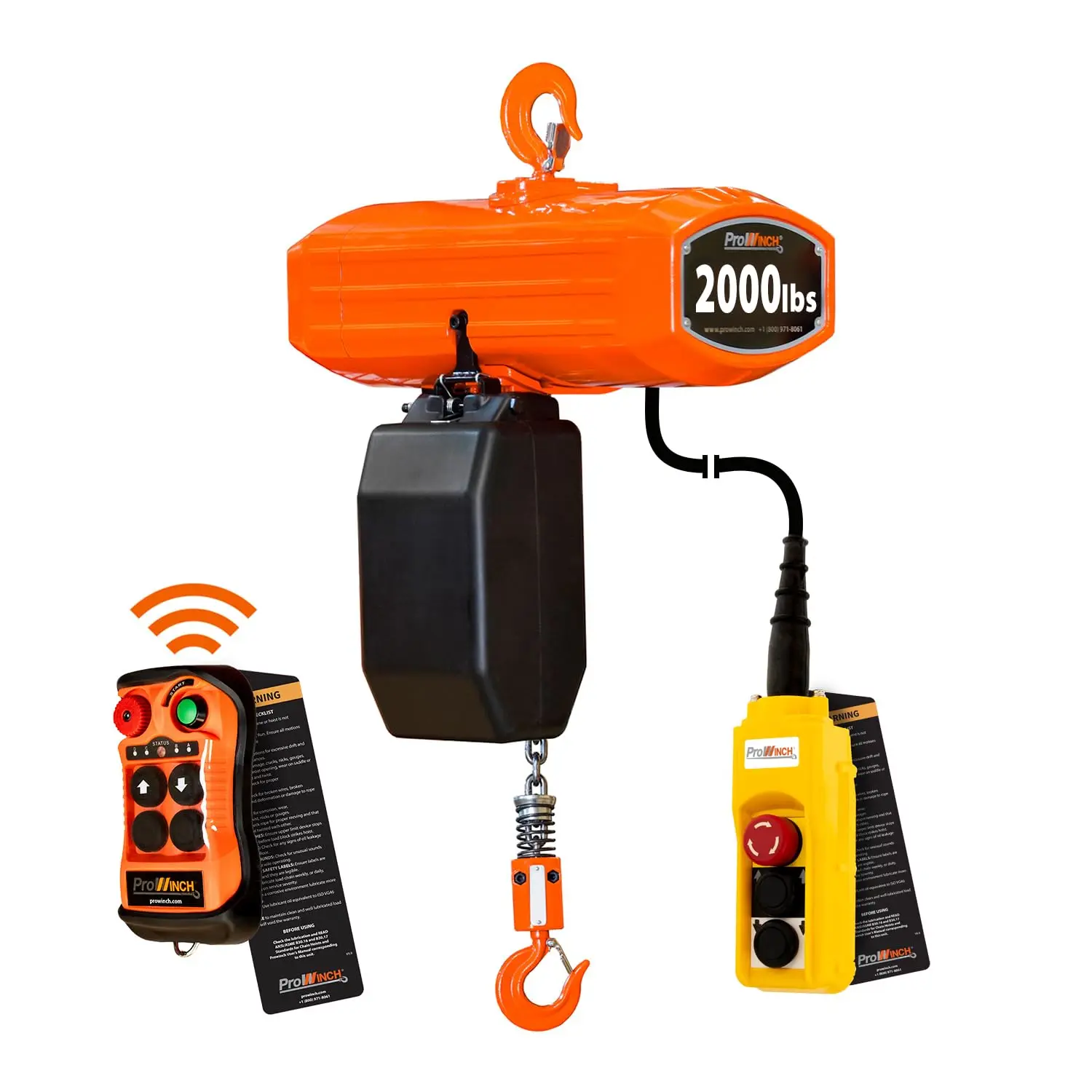 2000 Lb 1 Speed Wireless Electric Chain Hoist 115/230V 20 Ft G100 Chain Ul Certified