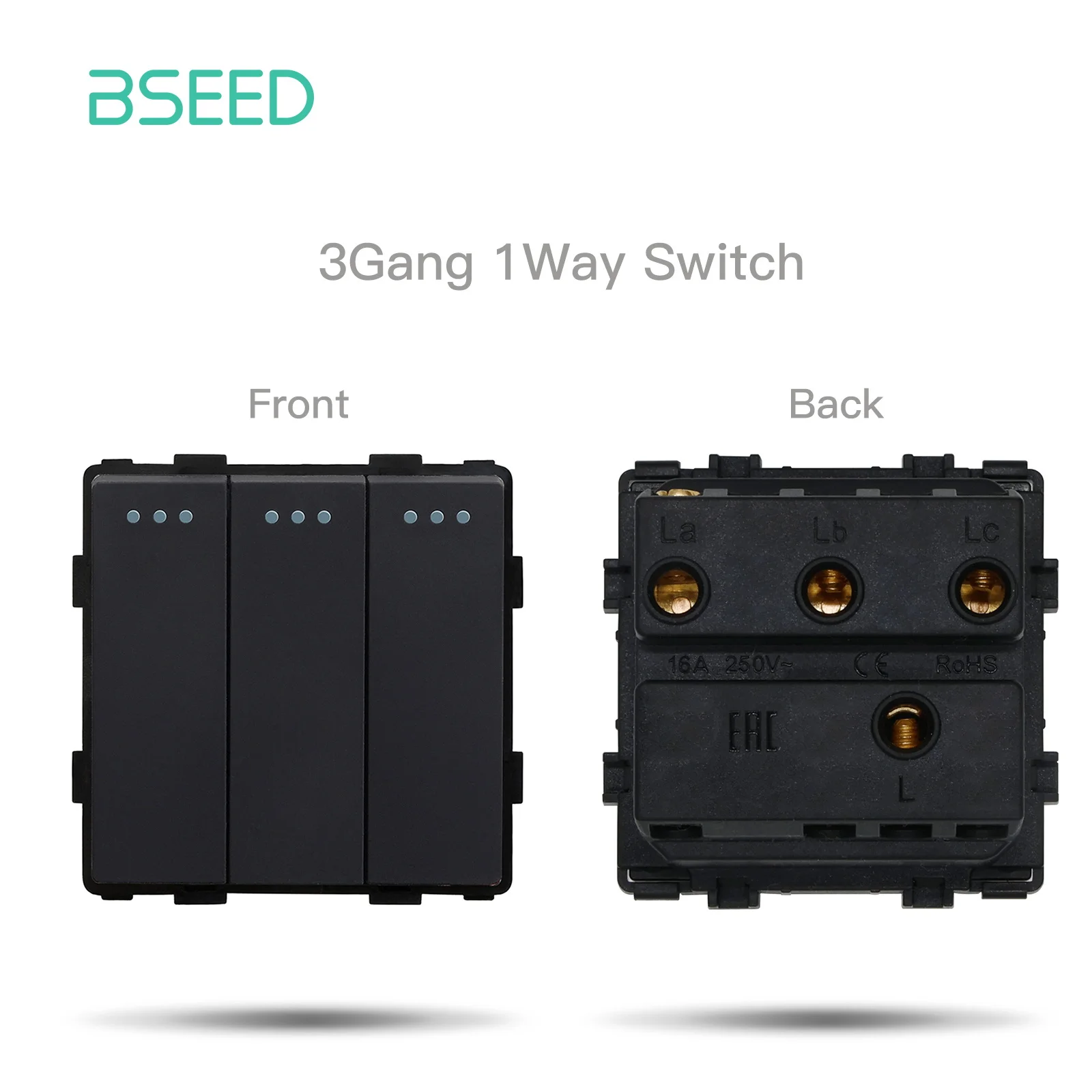 BSEED Wandlichtschalter 1/2/3 Gang 1/2 Wege Wandsteckdose USB Typ-C Ladeanschluss Funktion Kunststoffrahmen DIY Kombination