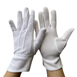 Cotton Gloves Men Women Non-Slip White Uniform Gloves with Cuff Formal Tuxedo Costume Police Honor Guard Marching Working Gloves