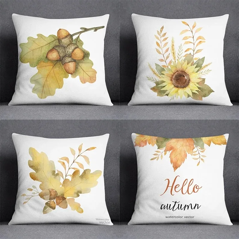 Office Living Room Home Pillowcase Watercolor Olive Leaf Floral Pattern Pillowcase Car Ornaments