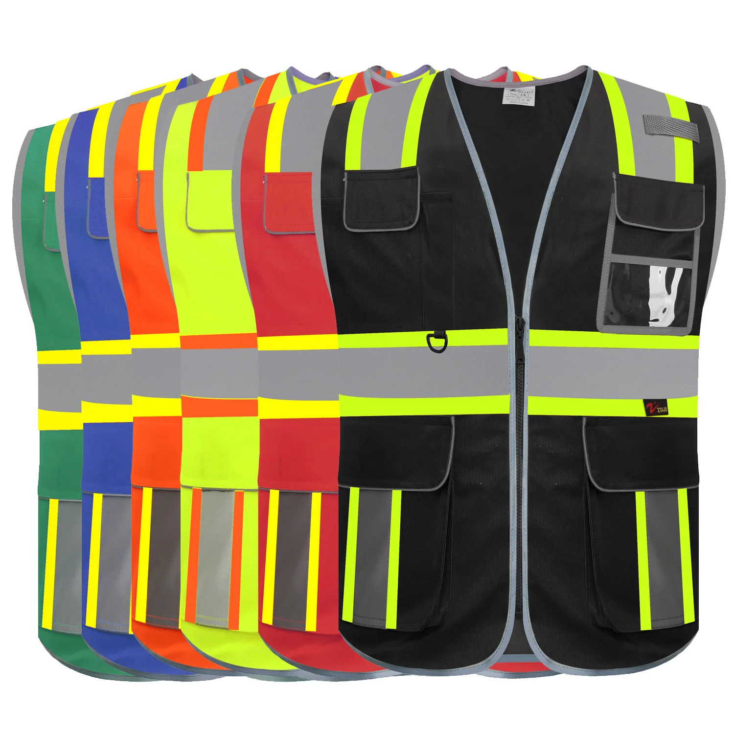 Safety Vest Reflective with Pockets and Zipper For Construction Work Gear PPE High Visibility Work vest