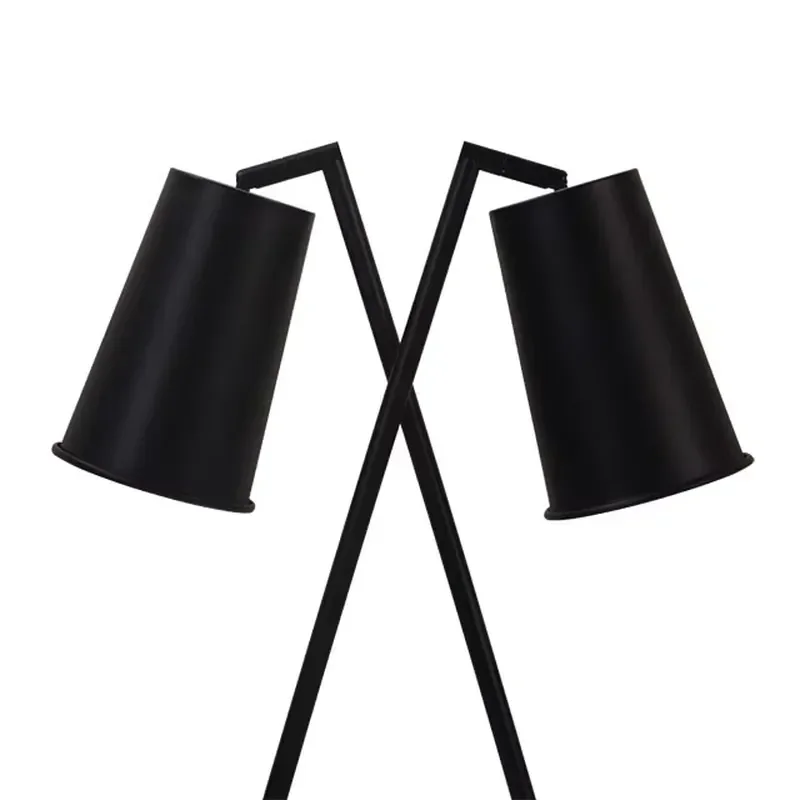 Hot Selling Double Head Large Table Lamps for Queen Hotel Room Black Bedside Lamp Lobby Tall Table Lamps