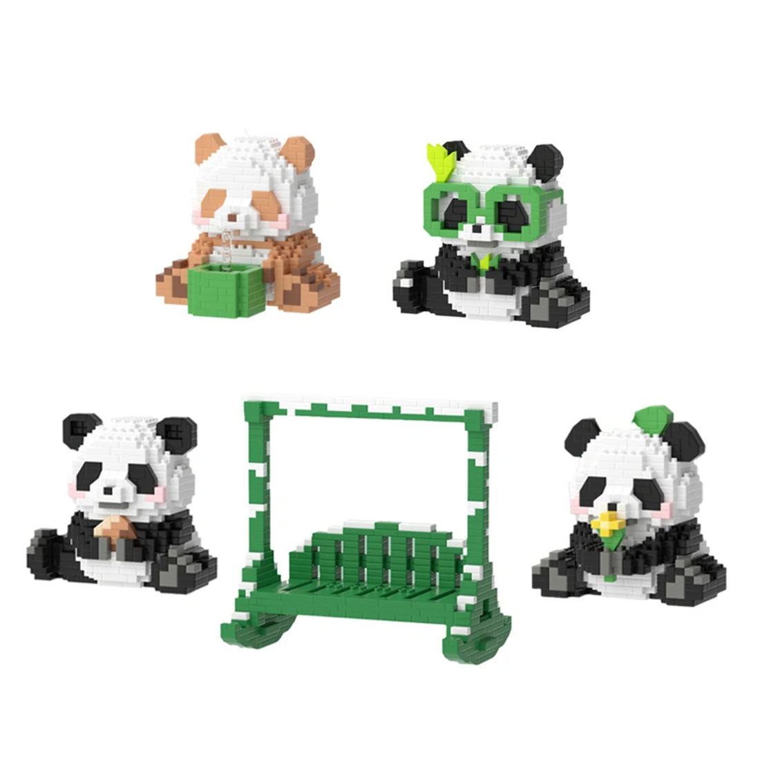 

Cute Panda Series Model Micro Building Block Assembled MengLan Fubao Qizai Panda Combination Mini Brick Figures Toy For Kid Gift