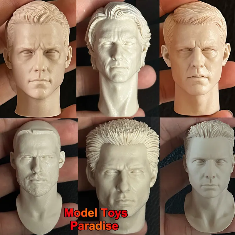 Unpainted 1/6 Scale Soldier Mission Impossible Head Carving Tom Cruise Rebecca Ferguson White Model Head Fit 12'' Action Figure