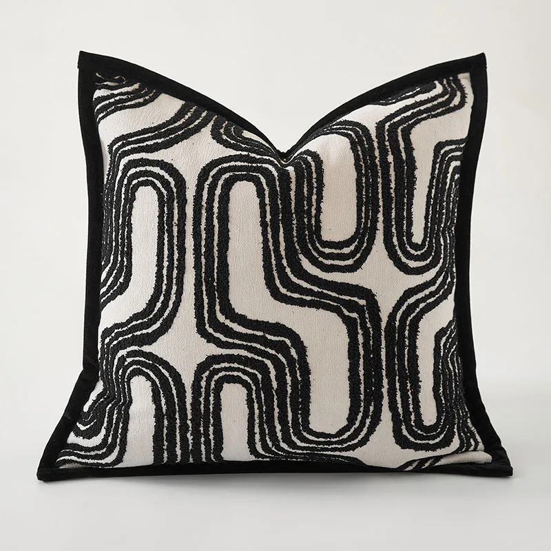 Italienisch Beige Schwarzlicht Luxus Kissen bezug Retro Chenille geometrische Jacquard Kissen bezug dekorative moderne Kissen bezug