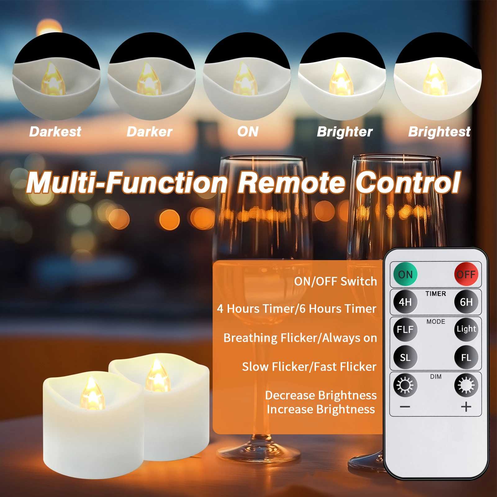 Rechargeable Flameless LED Votive Candles with Remote Control Timer USB Charging Cable Flickering LED Flameless Tealight Candles