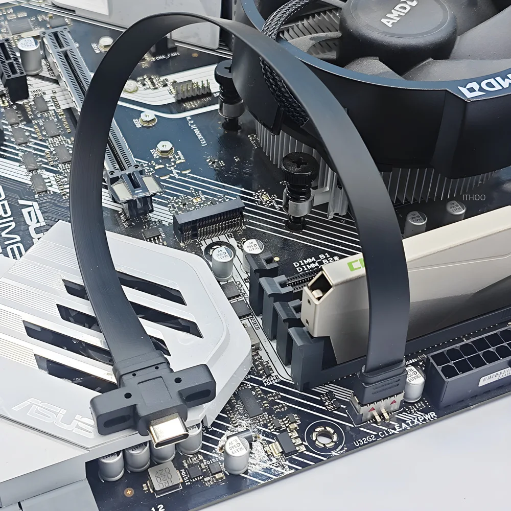 Type E Male to Type C Convert Cable USB3.2 GEN2*2 Front Panel Header Flat Cord Motherboard Expansion Wire TYPE-E to Type C Line