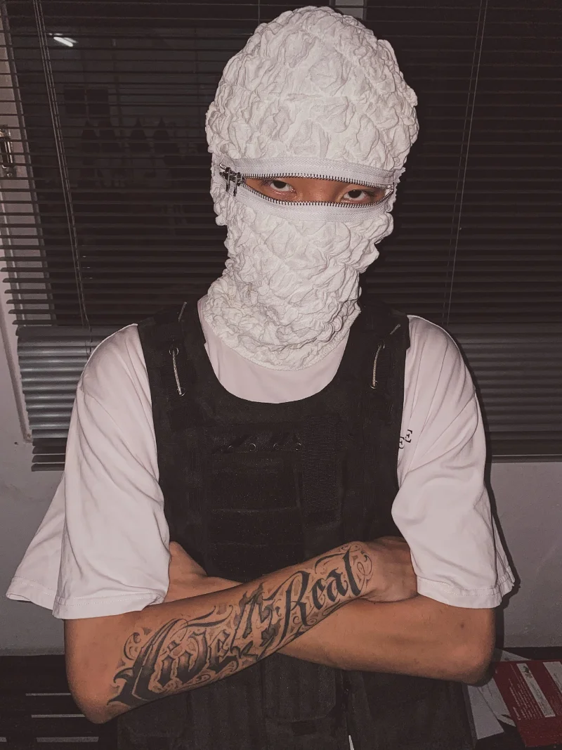 

Модные мужские головные уборы в стиле хип-хоп маска на молнии открытая высокоэластичная дышащая вязаная текстурная маска в стиле панк капюшон для женщин вечерние