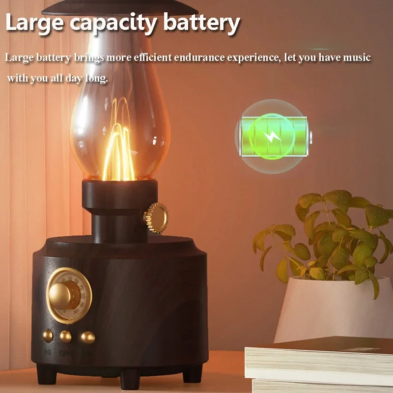 Retro FM Radio Vintage Bluetooth Speaker Atmosphere Light Shocking Bass Sound Box Music Player Support TF Card USB Home Deco