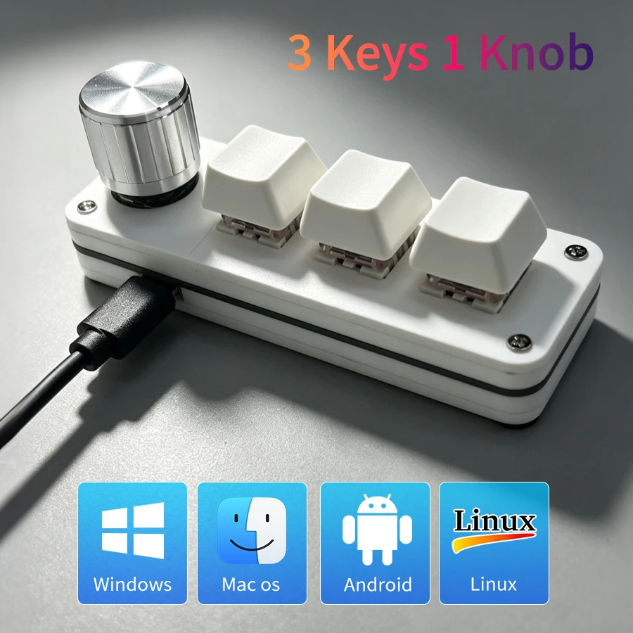 RGB 3 Keys 1 Knob Customize Wired Mini Keypad Programmable Macro Keyboard Game Music Media Control Mechanical Hot Swap Macropad