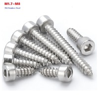 304 Stainless Steel Hexagon Socket Allen Cup Head Self-Tapping Wood Screws M1.7 M2 M2.3 M2.5 M3 M3.5 M4 M5 M6 M8