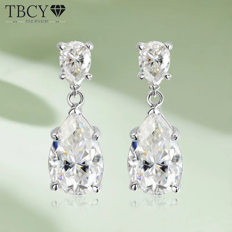 

TBCYD 7 Carat Moissanite Diamond Drop Earrings For Women 925 Sterling Silver Engagement Wedding Party Anniversary Fine Jewelry