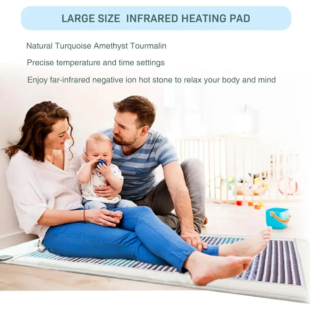 Acada Infrared Heating Pads, Bio Mats Infrared Amethyst Turquoise Tourmaline Heating Pad, Negative Ion Mat, 59 L x 24 W,