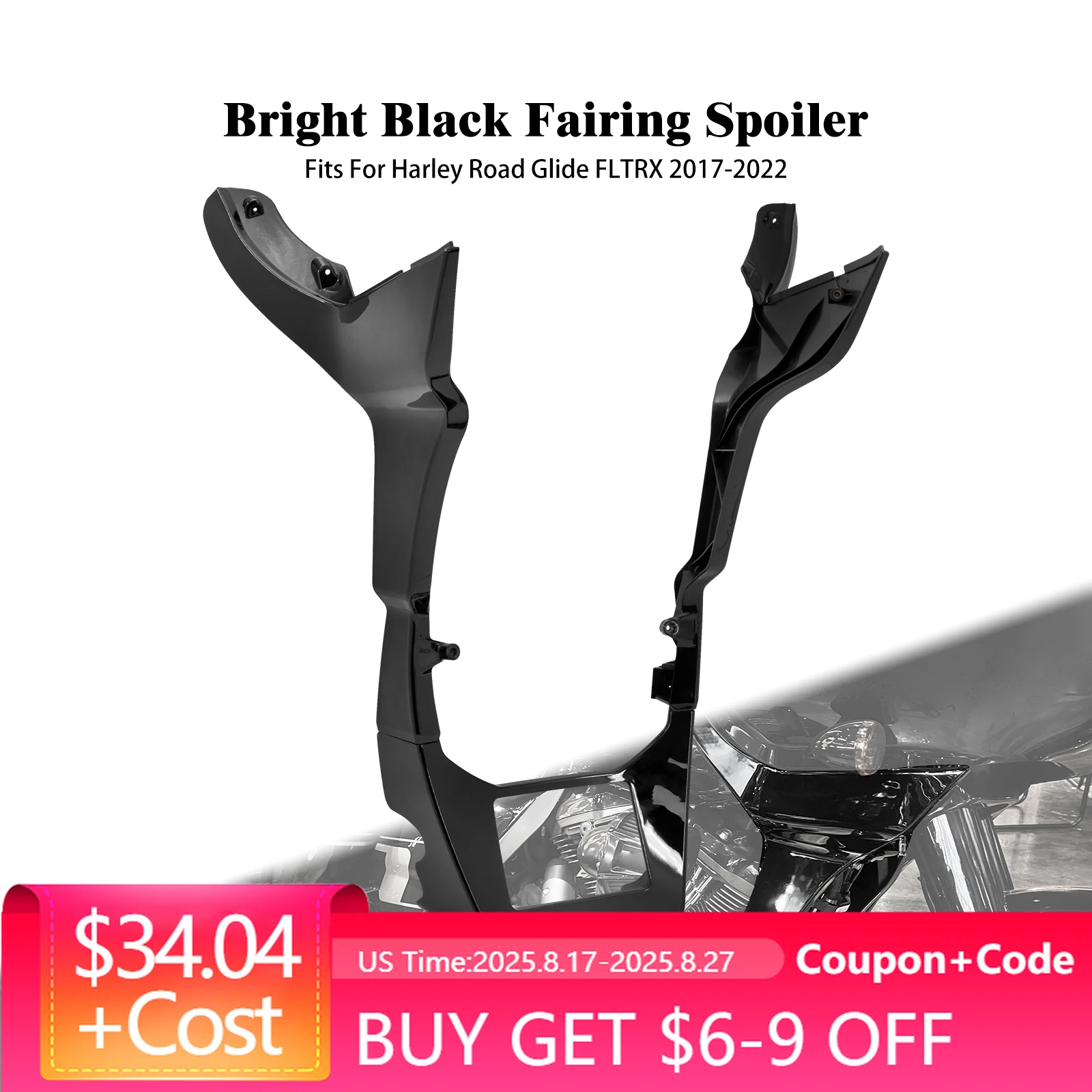 

Motorcycle Fairing Spoilers Cover Black Chin Spoiler For Harley Touring Road Glide Special FLTRU FLTRX 17-2023 Spoiler Protector