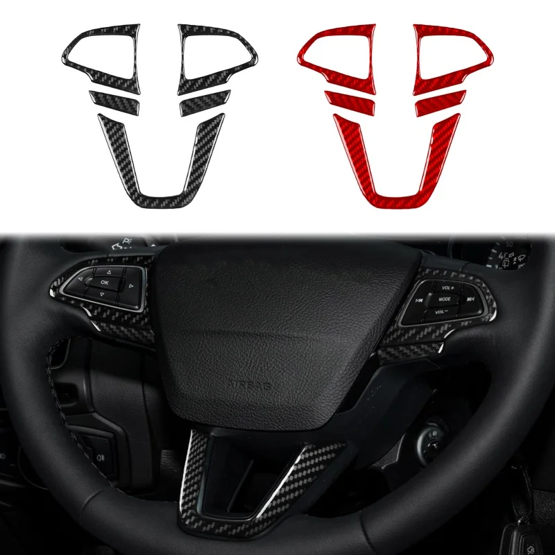 Real Soft Carbon Fiber Sticker LHD RHD For Ford Focus RS/ST/SE Ecoboost 2015 2016 2017 2018 Car Steering Wheel Button Frame Trim